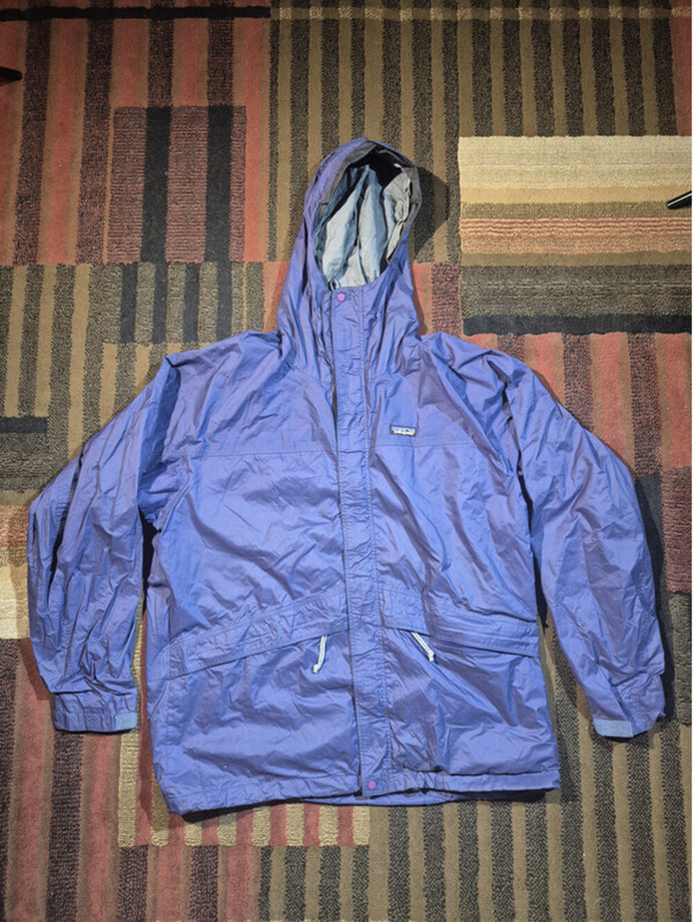 Patagonia Hooded Nylon Jacket Large Blue Purple Full Zip